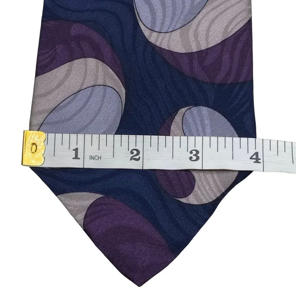 Vintage Valentino Blue Red Abstract 100% Silk Made In USA Neck Tie